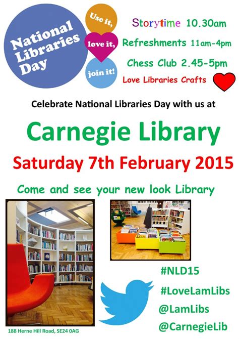 Celebrate National Libraries Day At The Carnegie Saturday 7th