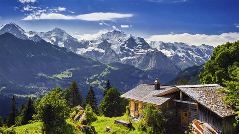 Switzerland 4k Mountains Sky House Hd Wallpaper