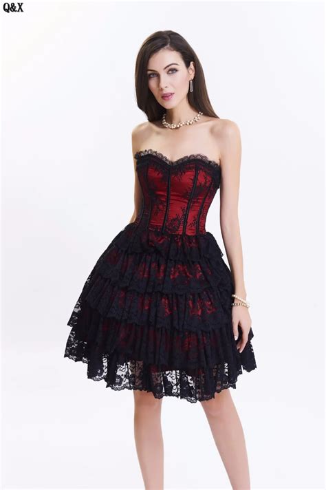 Wk68 2017 New Fashion Women Lace Up Back Corsets Dress With Lace