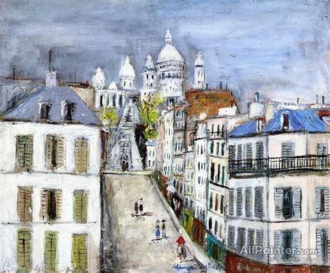 Maurice Utrillo Rue Chappe And The Sacre Coeur De Montmartre Oil