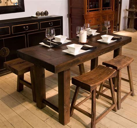 Combining chairs and benches is becoming a more and more. Narrow Dining Table Set with Benches from Indoor Furniture ...