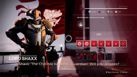 Idle Dialogue Tower Courtyard Lord Shaxx The Crucible Beckons