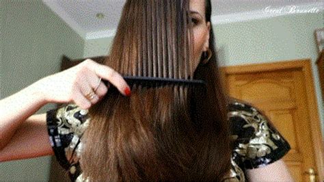 Brushing Brunette Straight Hair Story Of Great And Sexy Brunette