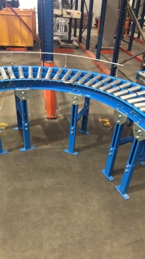 90 Degree Curve Roller Conveyor Section 2200 Long Support Rail To Outer