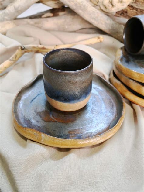 Ceramic Espresso Cup Blue Espresso Cup And Saucer Handmade Etsy