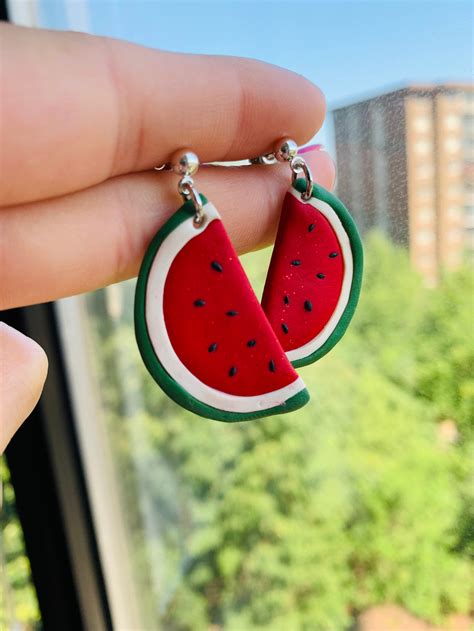 Watermelon Hand Sculpted Earrings Made From Polymer Clay Etsy