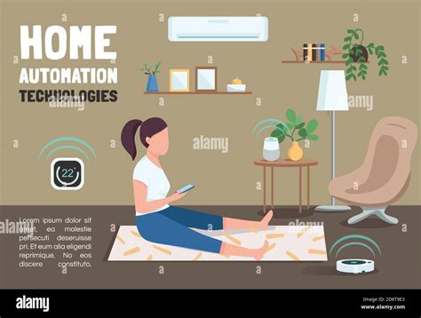 Home Automation Technologies Banner Flat Vector Template Stock Vector