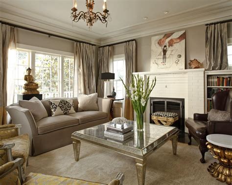 Traditional Living Room With Metallic Coffee Table Traditional