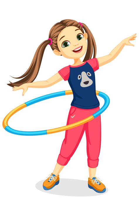 Cute Girl Playing Hula Hoop 1307804 Vector Art At Vecteezy