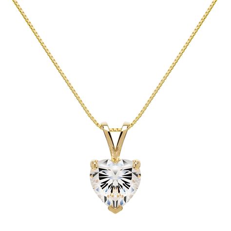 Everyday Elegance 14k Solid Yellow Gold Pendant Necklace Heart Cut