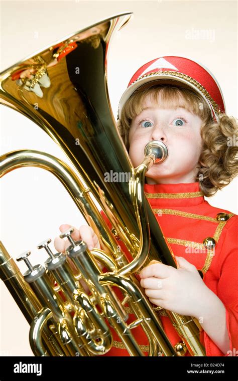 Portrait Of A Girl Playing The Tuba Stock Photo Alamy