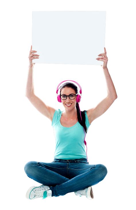 Girl Holding Banner Royalty Free Png Png Play