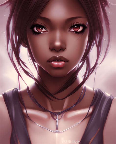 Dark Brown Skin Anime Woman Graphic · Creative Fabrica