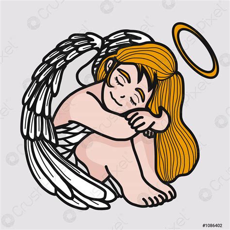 Beautiful Angel Prayer Cartoon Vector Illustration Stock Vector