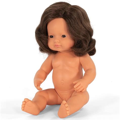Miniland Doll Caucasian Girl Brunette 38cm Undressed Play Dolls