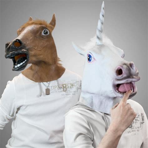 Máscara Cabeça De Cavalo Branco Com Chifre Unicórnio Látex R 9998