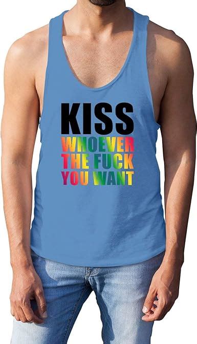 Lgbt Supportive Quote Kiss Whoever The Fuck You Want Graphic Print Tank Top Royal