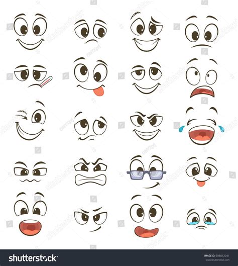 Cartoon Happy Faces With Different Expressions Illustration Happy