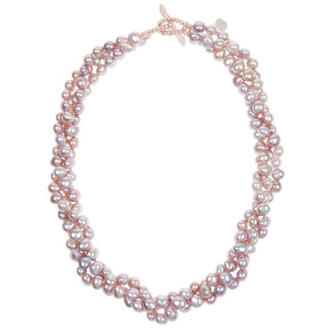 Pink Biwa Pearl 3 Strand Classic Necklace Classic Necklace Biwa