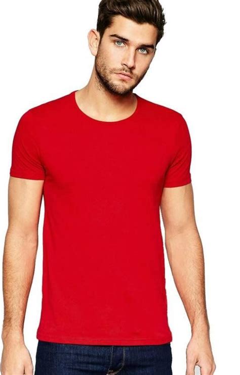 Plain Red Round Neck T Shirt Mens Tshirts Mens Tops Mens T