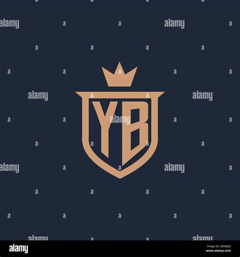 Yb Monogram Initial Logo With Shield And Crown Style Design Ideas Stock