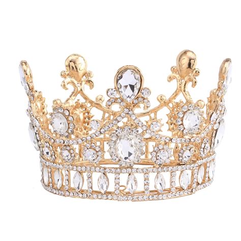 Luxury Vintage Gold Wedding Crown Alloy Bridal Tiara Queen King Crown