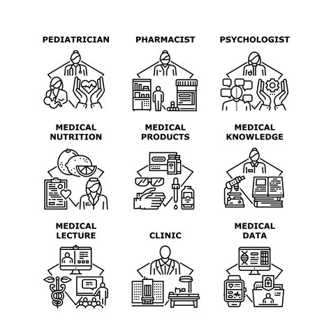 Medical Knowledge Set Icons Vector Illustrations 9905883 Vector Art At