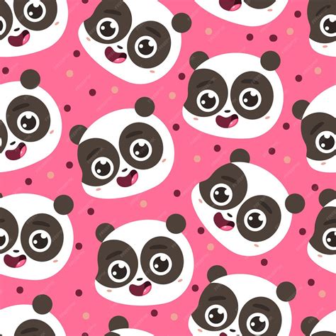 Premium Vector Cute Panda Face Vector Cartoon Seamless Pattern