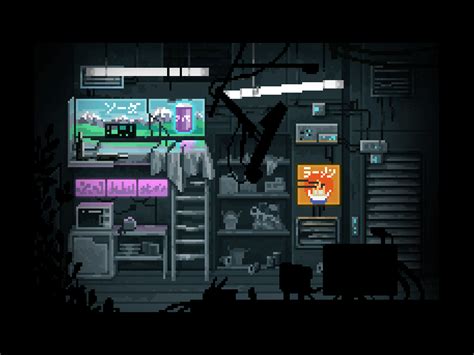 Pixel Art Room For A Cyberpunk Indie Game By Margarita Solianova On