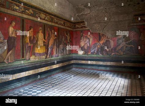 Triclinio Frescos Villa Dei Misteri Pompeya Sitio Del Patrimonio
