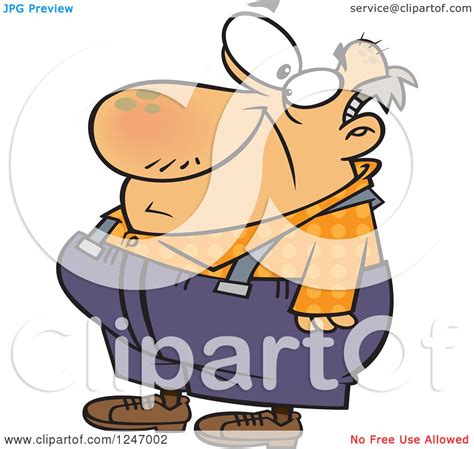 Clipart Of A Cartoon Caucasian Senior Man In Suspenders