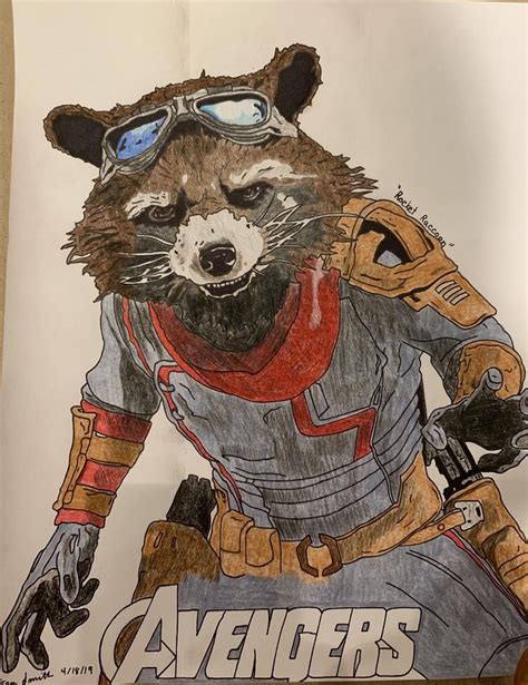 Finished Rocket Raccoon From Endgame Rocket Raccoon Raccoon Drawing