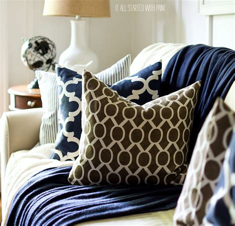 They provide a background for handcrafted fabrics. Fall Decor in Navy and Blue