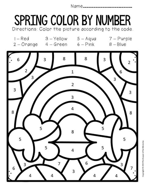 Printable Spring Color By Number