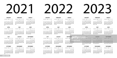 Calendar 2021 2022 2023 Symple Layout Illustration Week Starts On