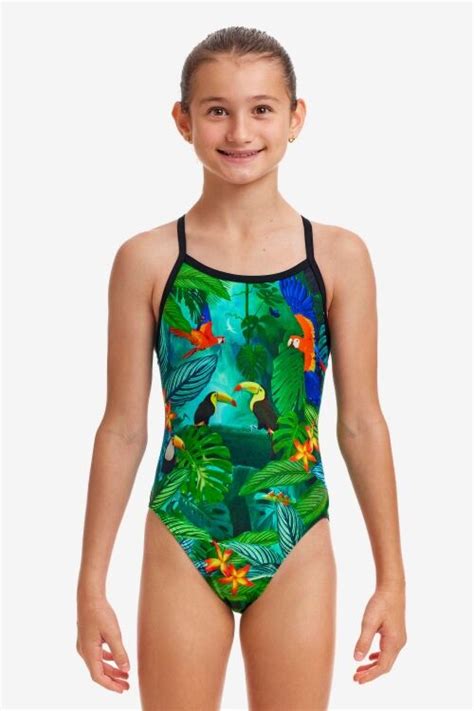funkita girls single strap one piece lost forest