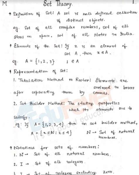 Set Theory Hand Written Notes For Jee Mains And Advanced Entrance Exam