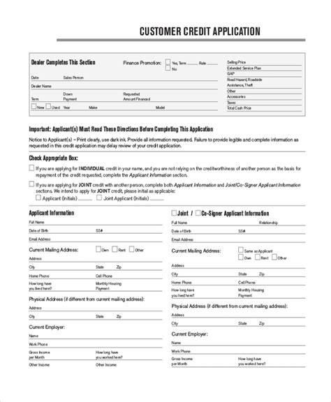 Adding a user won't impact the primary cardholder's credit score. FREE 12+ Sample Credit Application Form in PDF | MS Word ...