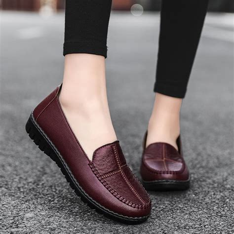 Leather Shoes Women Flats Loafers For Women Womens Flats Brand Name