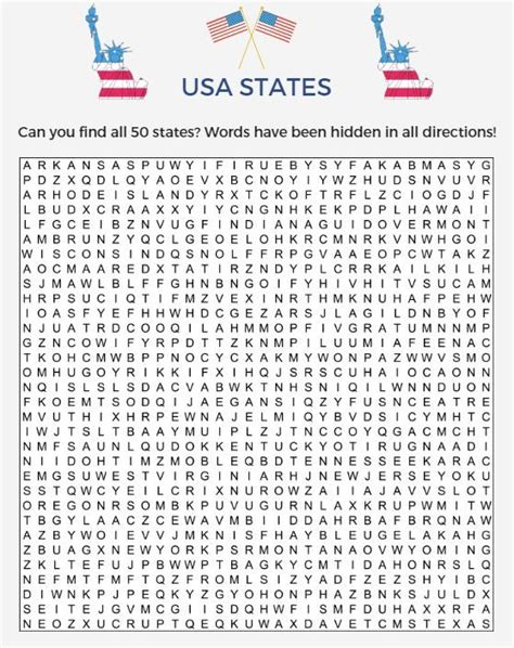 Find The States Word Search