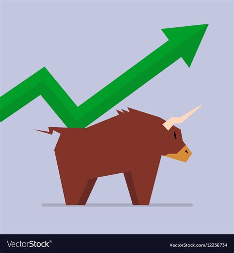 Bull With Graph Up Trend Royalty Free Vector Image