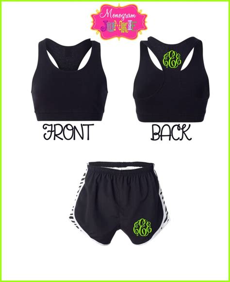 items similar to monogrammed workout set sports bra and running shorts on etsy