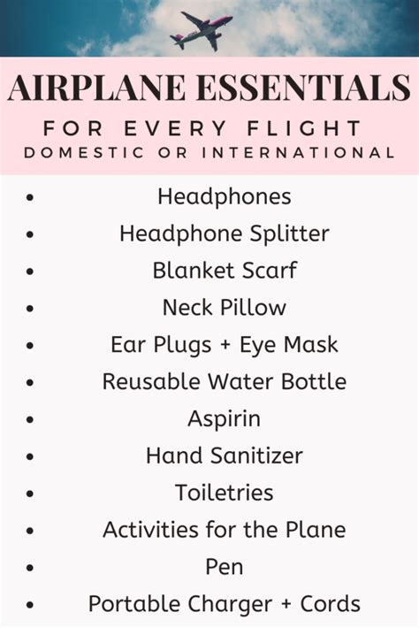 Airplane Travel Essentials Travel Packing Checklist Packing