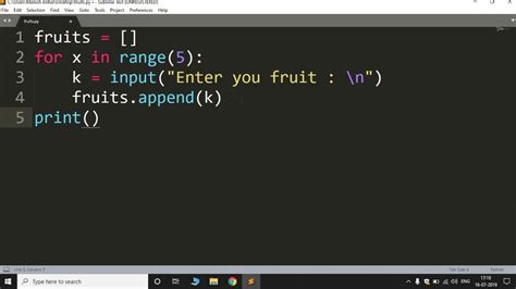 How To Take User Input In A List In Python Youtube
