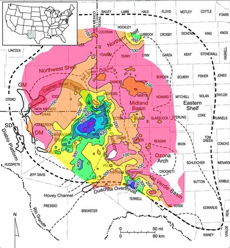 Isochore Map Of The West Texas Super Basin T Bosa Basin Woodford