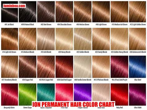 Ion Permanent Hair Color Chart