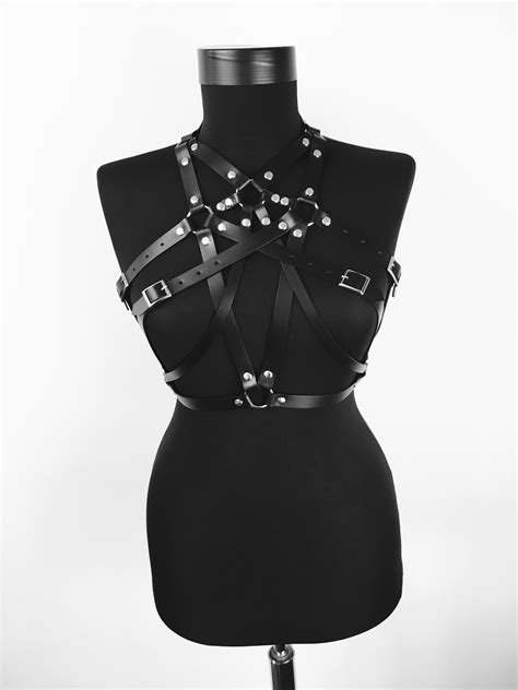 black leather body harness harness body lingerie harness etsy