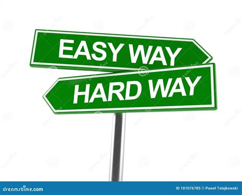 Signpost With Easy Way And Hard Way Text Stock Illustration