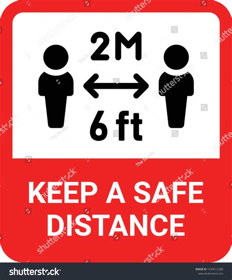 Please Keep Safe Distance Sign Vector Stock Vector Royalty Free