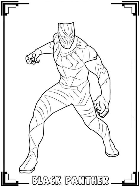 Imagen de Pantera Negra de los Vengadores con marco Páginas para colorear Páginas para